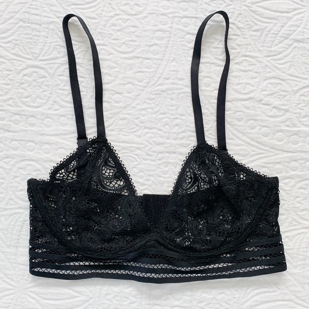 Else Lingerie Paisley Bralette, Black (32D) - Picture 2 of 5